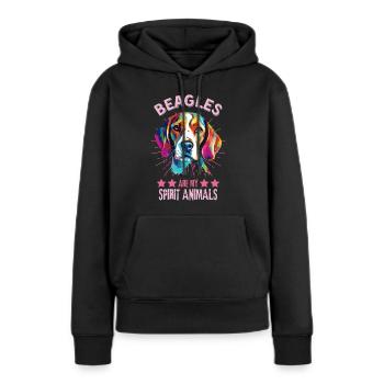 Beagle Lovers Art coloré du Beagle - Sweat à capuche Premium bio Femme - noir - Devant - Julia (174cm)