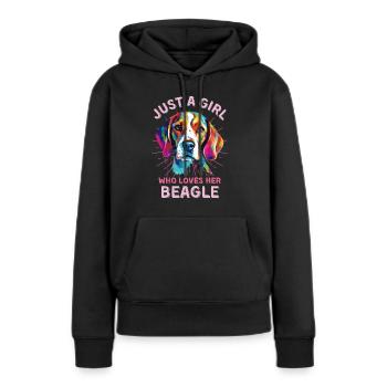 Beagle Lovers Art coloré du Beagle - Sweat à capuche Premium bio Femme - noir - Devant - Julia (174cm)