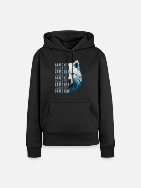 Amants Samoyèdes Géométrie Samoyède Art - Sweat à capuche Premium bio Femme - noir