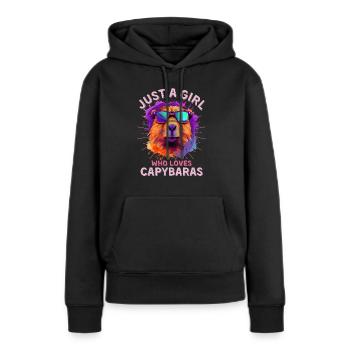 Capybara with sunglasses Capybara Girl - Women’s Premium Organic Hoodie - black - Front - Julia (174cm)
