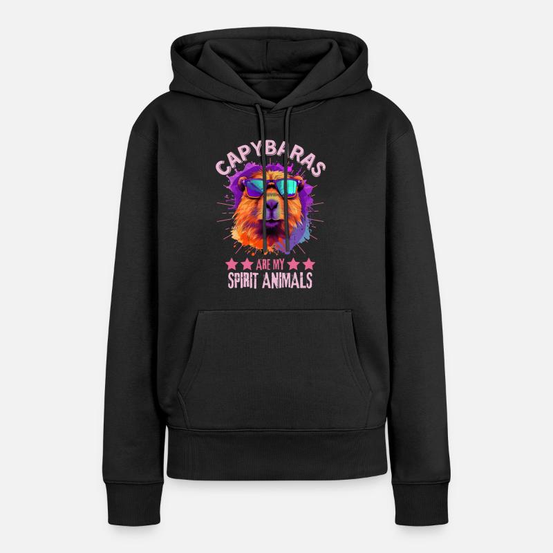 Capybara avec des lunettes de soleil - Sweat à capuche Premium bio Femme - noir