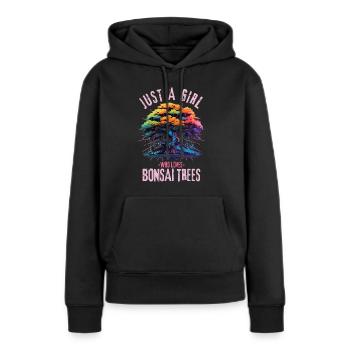 Bunter Bonsai Baum - Frauen Premium Bio Hoodie - Schwarz - Vorne - Julia (174cm)