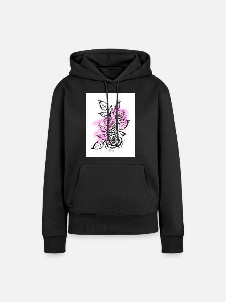 rose with lightning - Frauen Premium Bio Hoodie - Schwarz