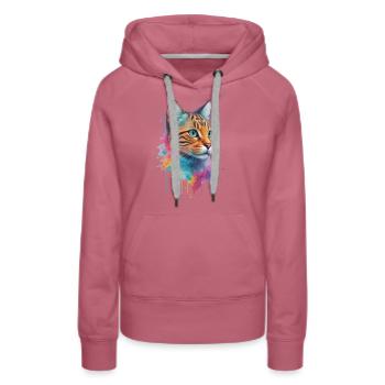 Eine bunte Wildkatze - Frauen Premium Bio Hoodie - Malve - Vorne - Isabella (175cm)