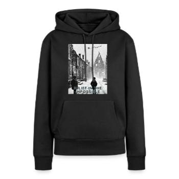 Belief in the impossible - Frauen Premium Bio Hoodie - Schwarz - Vorne - Julia (174cm)