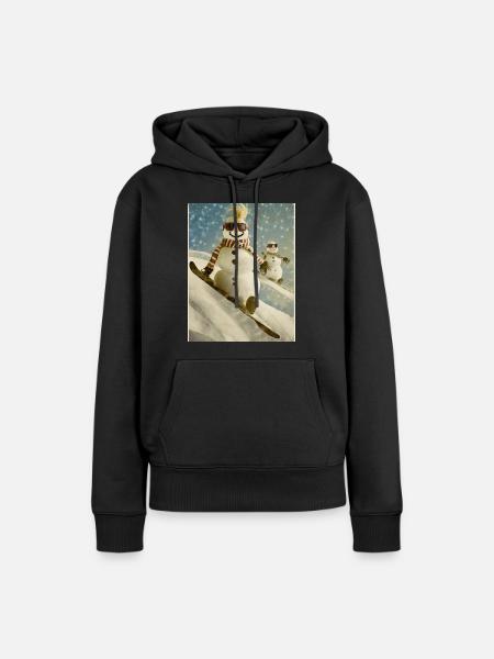 Powder Pals - Frauen Premium Bio Hoodie - Schwarz