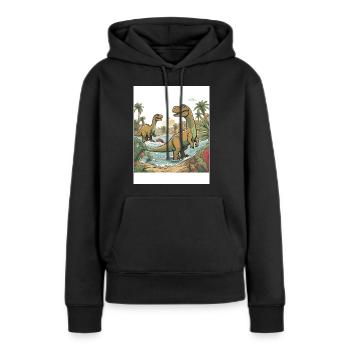 Aventure de dinosaures - Sweat à capuche Premium bio Femme - noir - Devant - Julia (174cm)
