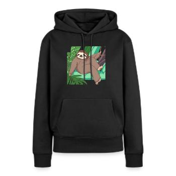 Relaxed hanging - Women’s Premium Organic Hoodie - black - Front - Julia (174cm)