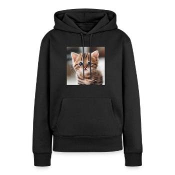Chaton au pays des merveilles de l’hiver - Sweat à capuche Premium bio Femme - noir - Devant - Julia (174cm)