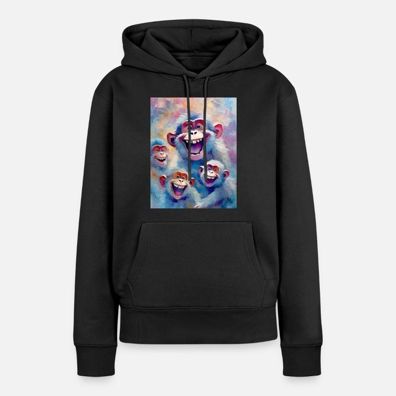 Singes rieurs - Sweat à capuche Premium bio Femme - noir