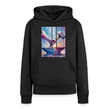 Stärke - Frauen Premium Bio Hoodie - Schwarz - Vorne - Julia (174cm)