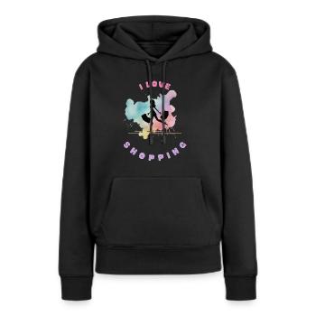 I love shopping. - Women’s Premium Organic Hoodie - black - Front - Julia (174cm)