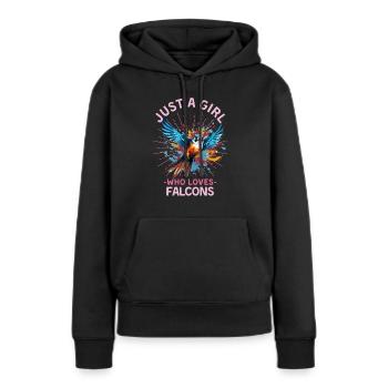 Buntfalke Farbkleckse Farbspritzer - Frauen Premium Bio Hoodie - Schwarz - Vorne - Julia (174cm)