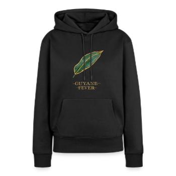 Guyana Fever Gold Guyana Gold Grünes Blatt 05 - Frauen Premium Bio Hoodie - Schwarz - Vorne - Julia (174cm)