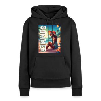 Summer - Frauen Premium Bio Hoodie - Schwarz - Vorne - Julia (174cm)