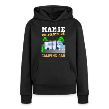 Camping Car Femme Mamie Co Pilote Retraite - Sweat à capuche Premium bio Femme - noir - Devant - Julia (174cm)