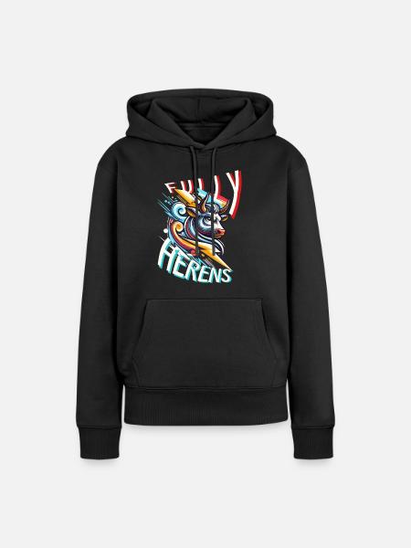 Hérens Kuh, Eringer,Fully - Frauen Premium Bio Hoodie - Schwarz