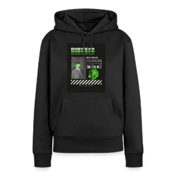 Bobwear - Frauen Premium Bio Hoodie - Schwarz - Vorne - Julia (174cm)