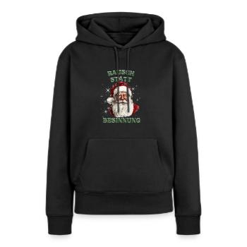 Rausch statt Besinnung - Frauen Premium Bio Hoodie - Schwarz - Vorne - Julia (174cm)