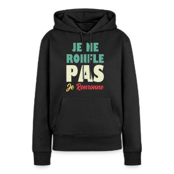Je Ne Ronfle Pas Je Ronronne - Sweat à capuche Premium bio Femme - noir - Devant - Julia (174cm)