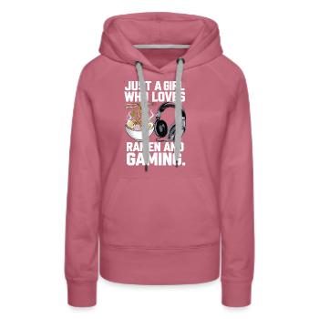 Ramen & Gaming – Perfekt für Gamer-Girls - Frauen Premium Bio Hoodie - Malve - Vorne - Isabella (175cm)
