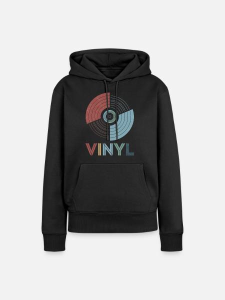 Vinyl Retro - Frauen Premium Bio Hoodie - Schwarz
