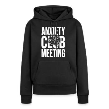 Réunion du Club de l’Anxiété avec le Cerveau - Sweat à capuche Premium bio Femme - noir - Devant - Julia (174cm)