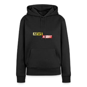 Alerte Nouvelles - Sweat à capuche Premium bio Femme - noir - Devant - Julia (174cm)