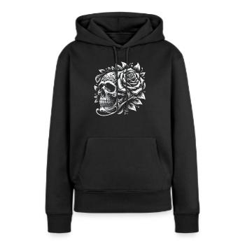 Contraste éternel - Sweat à capuche Premium bio Femme - noir - Devant - Julia (174cm)