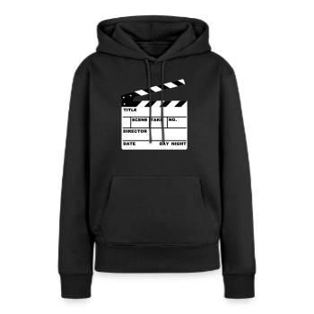 Klappe - clapperboard - Frauen Premium Bio Hoodie - Schwarz - Vorne - Julia (174cm)