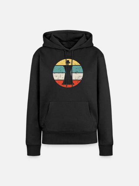 Échecs Chess rétro piqué - Sweat à capuche Premium bio Femme - noir