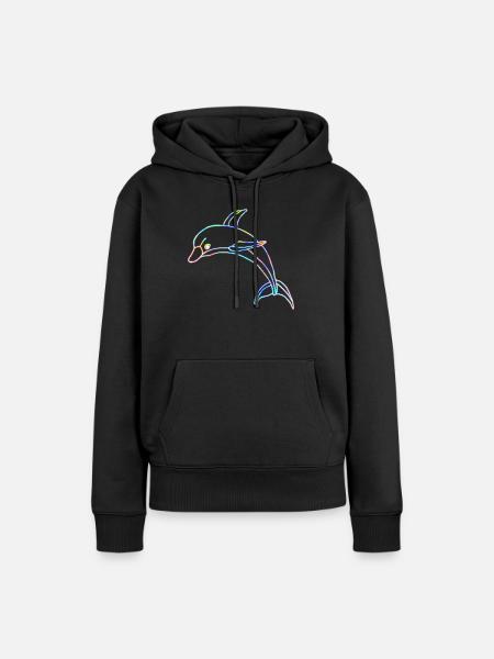 Delfin - Frauen Premium Bio Hoodie - Schwarz