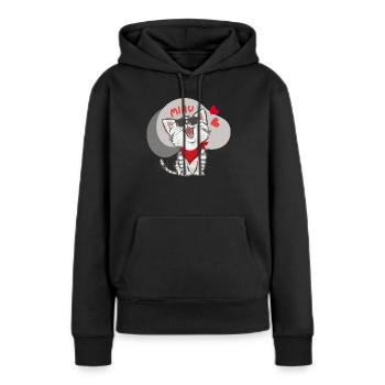 funny cat, Katze miau - Frauen Premium Bio Hoodie - Schwarz - Vorne - Julia (174cm)