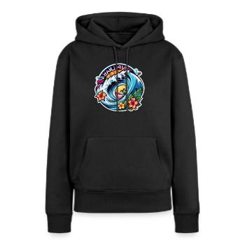 Surfen Strand Palme Sonnenschein Urlaub - Frauen Premium Bio Hoodie - Schwarz - Vorne - Julia (174cm)