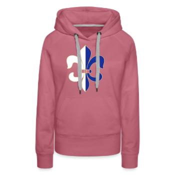 französische Lilie - Frauen Premium Bio Hoodie - Malve - Vorne - Isabella (175cm)