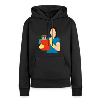 Nettoyage Nettoyage Nettoyage dame balai wischmop38 - Sweat à capuche Premium bio Femme - noir - Devant - Julia (174cm)