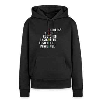 Fearless Black Cultured Black Month - Frauen Premium Bio Hoodie - Schwarz - Vorne - Julia (174cm)