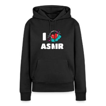 I Love ASMR Herz Kopfhörer - Frauen Premium Bio Hoodie - Schwarz - Vorne - Julia (174cm)