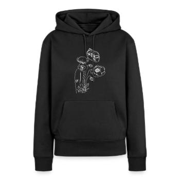 Coquelicot en fleurs blanches Flora Natural - Sweat à capuche Premium bio Femme - noir - Devant - Julia (174cm)
