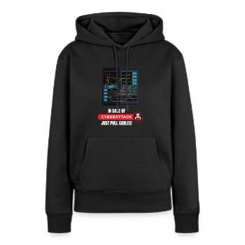 En cas de cyberattaque Informaticien - Sweat à capuche Premium bio Femme - noir - Devant - Julia (174cm)