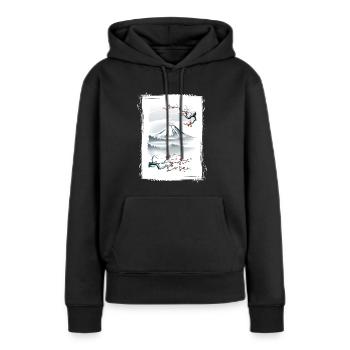 Fuji Kirschblüten Kirschbaum Japan Natur - Frauen Premium Bio Hoodie - Schwarz - Vorne - Julia (174cm)