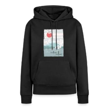 Kirschblüten Fuji Kirschbaum Japan Natur - Frauen Premium Bio Hoodie - Schwarz - Vorne - Julia (174cm)