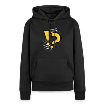 point d’exclamation point d’interrogation point de ponctuation - Sweat à capuche Premium bio Femme - noir - Devant - Julia (174cm)