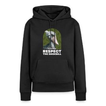 Respectez l’oiseau bec-en-sabot - Sweat à capuche Premium bio Femme - noir - Devant - Julia (174cm)