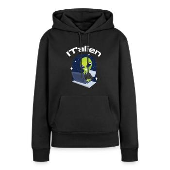 ITalien Alien Informatiker Hacker Coder - Sweat à capuche Premium bio Femme - noir - Devant - Julia (174cm)