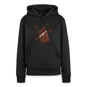 Tablette de chocolat chocolat - Sweat à capuche Premium bio Femme - noir - Devant - Julia (174cm)