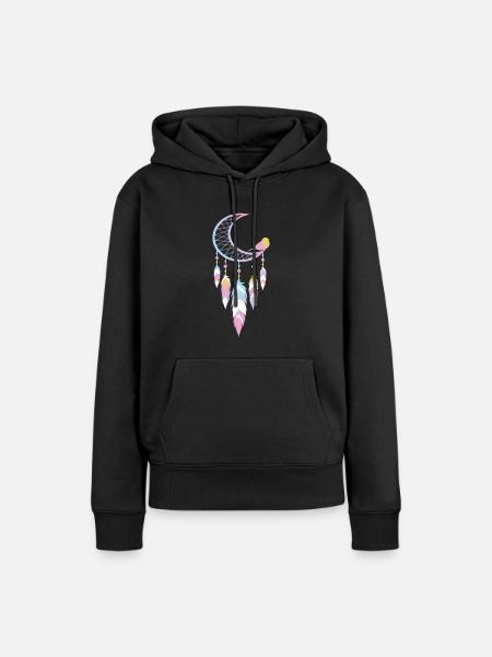 Capteur de rêves Lune Capteur de rêves Spirituel - Sweat à capuche Premium bio Femme - noir
