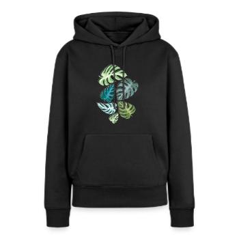 Feuilles, Tropical, Forêt tropicale, Forêt tropicale, Nature, Plante - Sweat à capuche Premium bio Femme - noir - Devant - Julia (174cm)