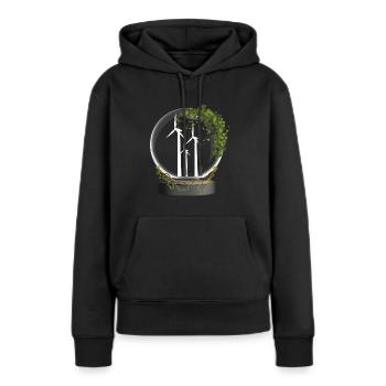 Énergie éolienne Boule de verre Énergie éolienne Énergie éolienne - Sweat à capuche Premium bio Femme - noir - Devant - Julia (174cm)