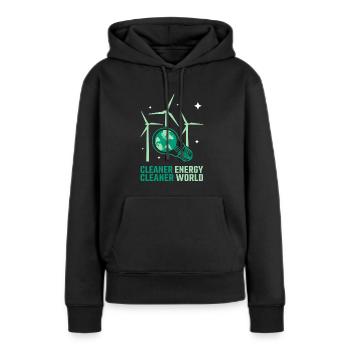 Énergie éolienne Énergie plus propre Énergie éolienne - Sweat à capuche Premium bio Femme - noir - Devant - Julia (174cm)